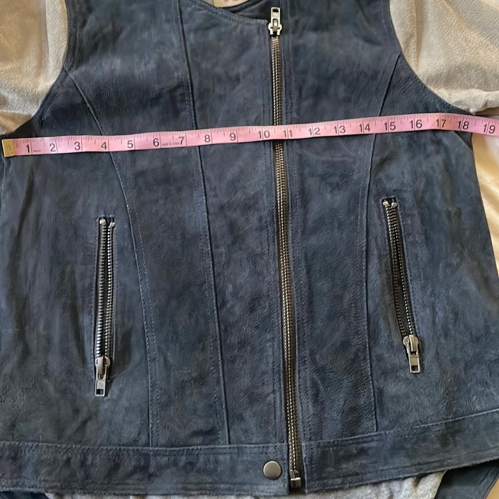 Chaser Moto Jacket Womens Medium Genuine Suede Color Block Collarless Full Zip - Picture 9 of 11